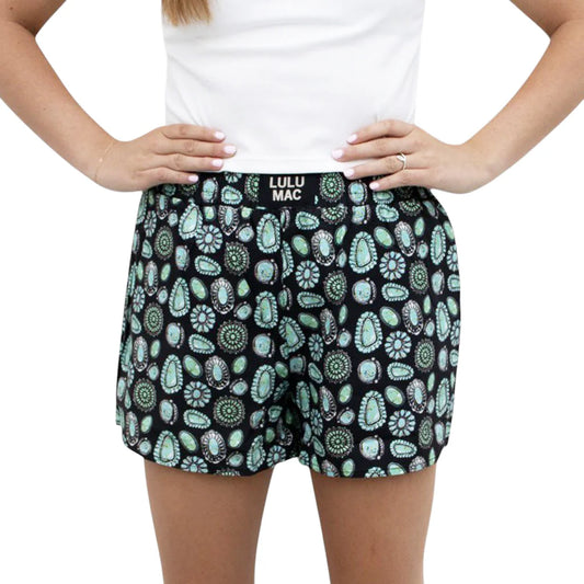 LULU MAC TURQUOISE CONCHO BOXER SHORTS