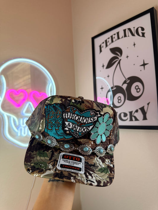 TURQUOISE & TATTOOS TRUCKER HAT