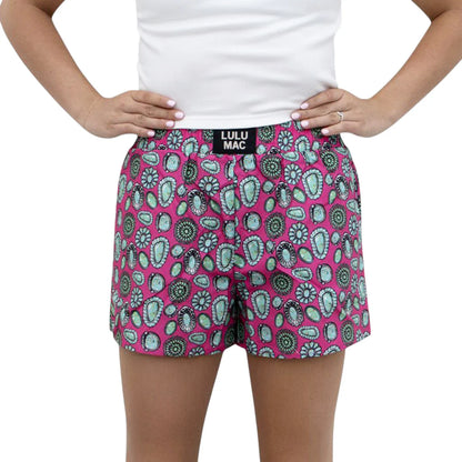 LULU MAC TURQUOISE CONCHO BOXER SHORTS