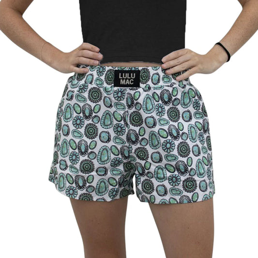 LULU MAC TURQUOISE CONCHO BOXER SHORTS